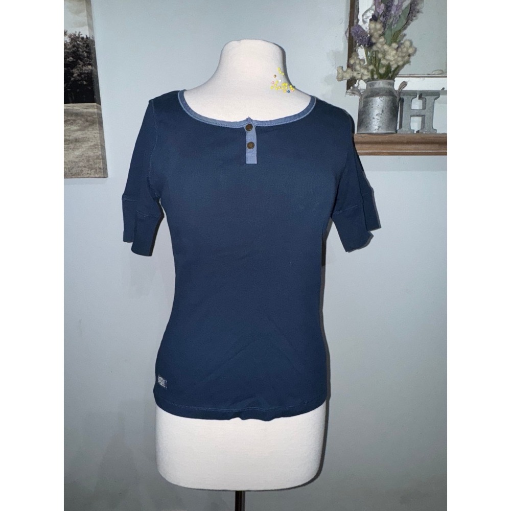 Ralph Lauren Jeans‎ Y2K preppy slim fit short sleeve ribbed top petite large